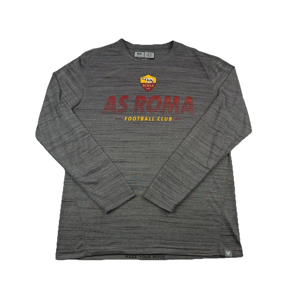 AS Roma Football Club Performance Long Sleeve T Shirt Mens M Gray Licensed